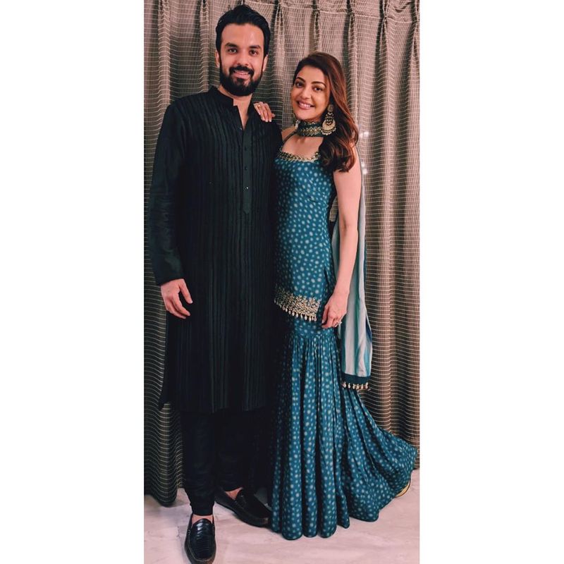 kajal agarwal celebrates dussehra with her fiance ksr