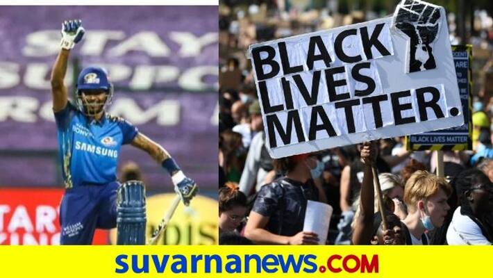 IPL 2020 Mumbai Indians Hardik Pandya takes a knee in support of Black Lives Matter movement against RR kvn IPL 2020 Mumbai Indians Hardik Pandya takes a knee in support of Black Lives Matter movement against RR kvn