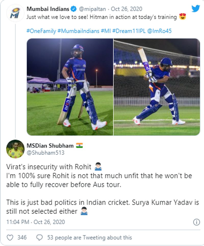 IPL 2020 Fans slam BCCI for omission of Rohit Sharma in India squads for Australia tour