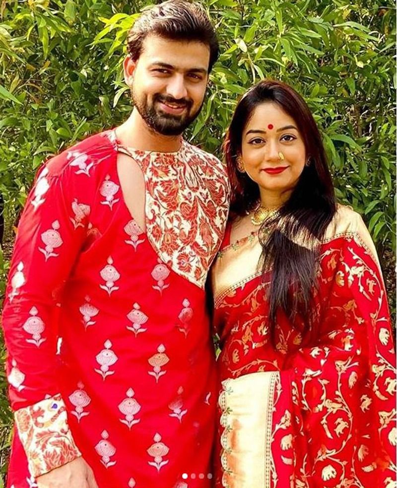 Bengali actress Promita Chakraborty and boyfriend Rudrajit Mukherjees dashami vibes goes viral bRd