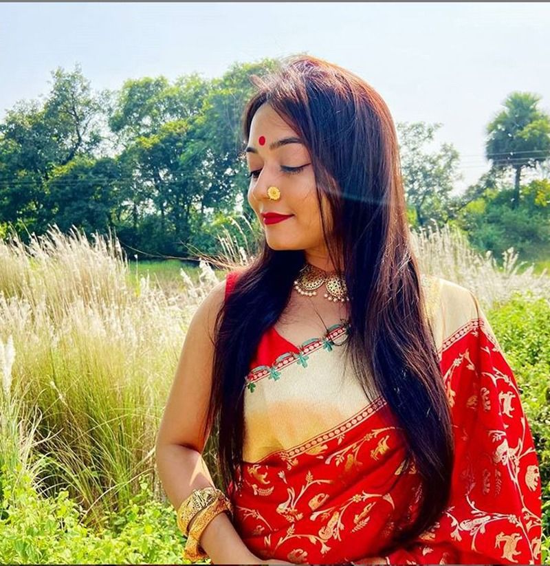Bengali actress Promita Chakraborty and boyfriend Rudrajit Mukherjees dashami vibes goes viral bRd