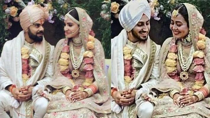 neha kakkar rohanpreet singh copied virushka nickyanka wedding outfits photos viral on social media KPJ neha kakkar rohanpreet singh copied virushka nickyanka wedding outfits photos viral on social media KPJ
