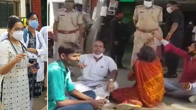 (तस्वीर में विरोध जताते डॉक्टर और मरीज की मौत के बाद हंगामा करते परिजन)
पुलिस में की गई शिकायत में बताया कि 40 वर्षीय प्रमोद को 12 अक्टूबर को रिम्स में भर्ती कराया गया था। उनके दिल और किडनी में बीमारी थी। वो डायलिसिस पर था। तमाम कोशिशों के बाद भी मरीज का बचाया नहीं जा सका। इस पर परिजनों ने हंगामा कर दिया। आगे देखें स्वास्थ्य सेवाओं से संबंधित कुछ हैरान करने वाली तस्वीरें...
