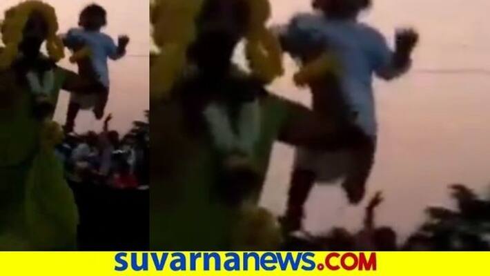 Priest Walk On Burning Coal With Baby in Haveri snr Priest Walk On Burning Coal With Baby in Haveri snr