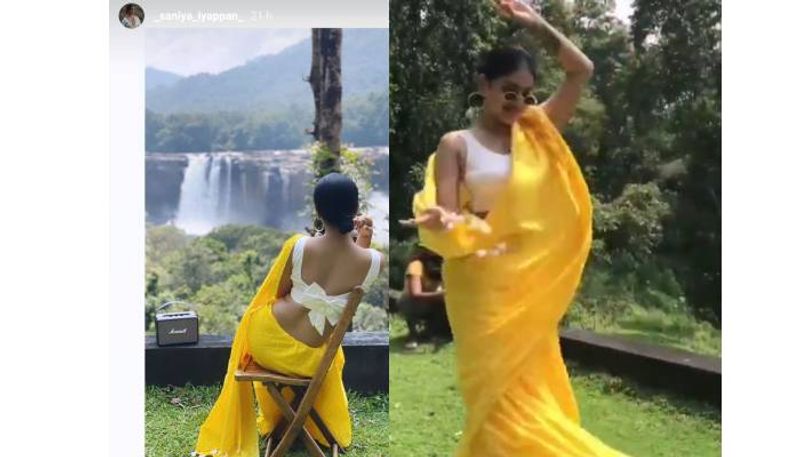 saniya iyappan in yellow saree