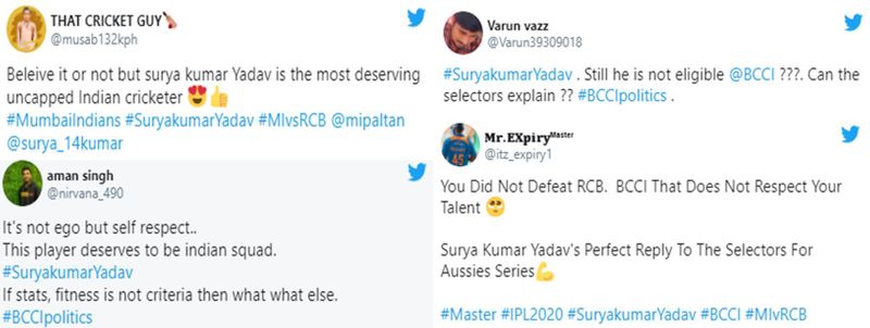 Fans took to Twitter to snub BCCI for uncapping Suryakumar after his MI match-winning knock-shl