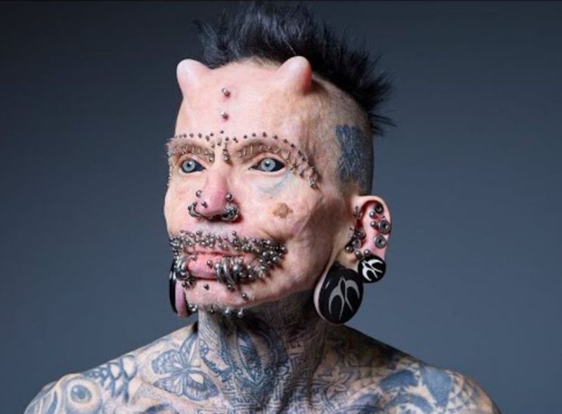 German Man Sets Record for Most Number of Body Modifications Including Two Horns and 453 Piercings