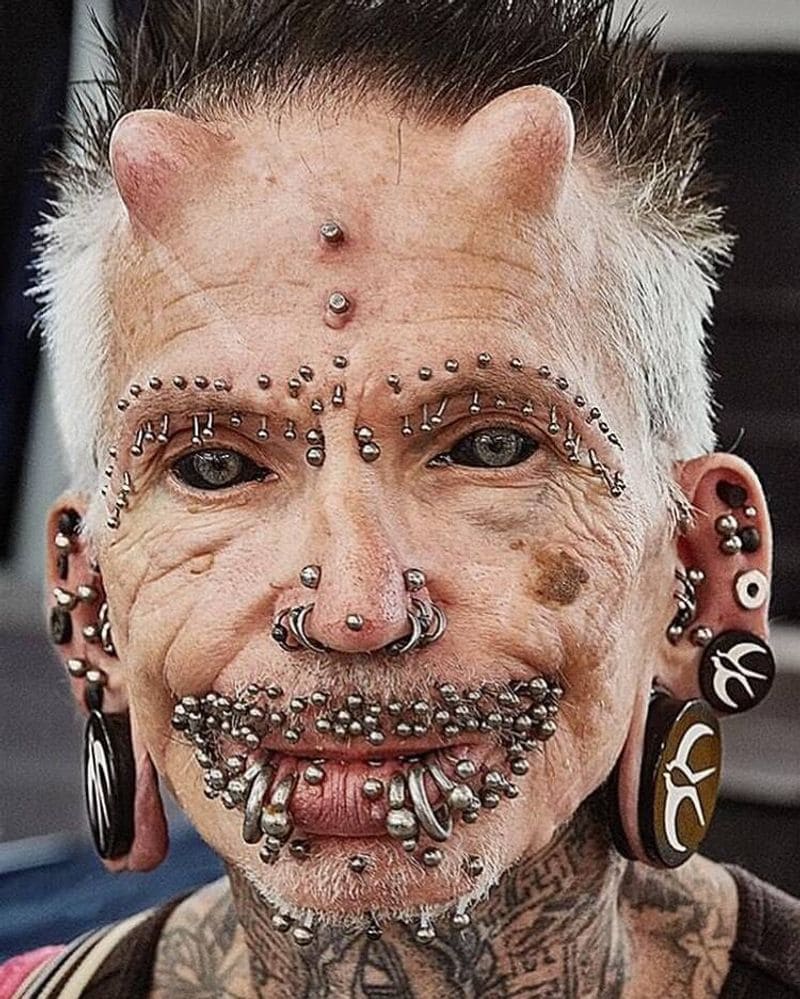German Man Sets Record for Most Number of Body Modifications Including Two Horns and 453 Piercings
