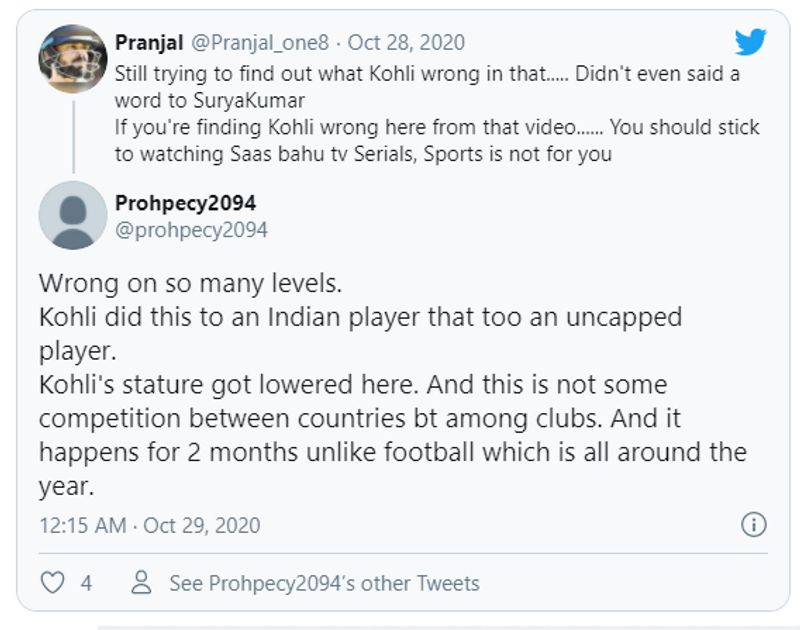 IPL 2020 Social Media criticises Virat Kohli for staring at Suryakumar Yadav