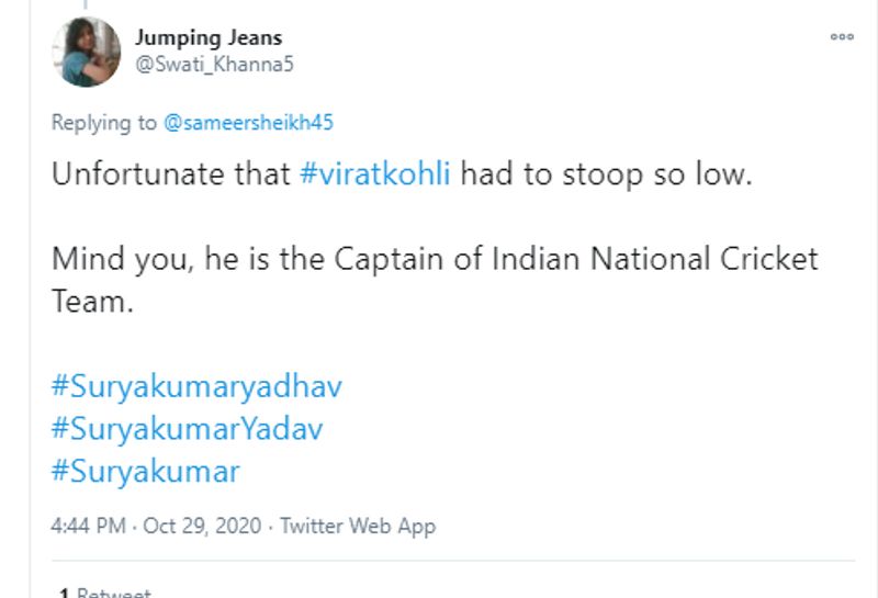 IPL 2020 Social Media criticises Virat Kohli for staring at Suryakumar Yadav