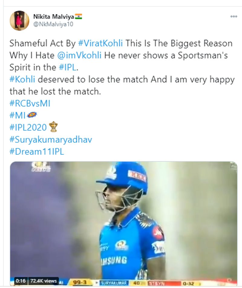 IPL 2020 Social Media criticises Virat Kohli for staring at Suryakumar Yadav