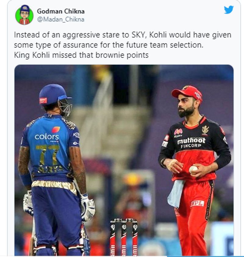 IPL 2020 Social Media criticises Virat Kohli for staring at Suryakumar Yadav