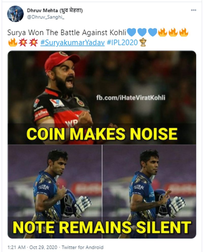 IPL 2020 Social Media criticises Virat Kohli for staring at Suryakumar Yadav