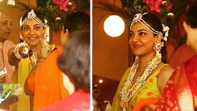 शादी सिम्पल तरीके से होने के बावजूद उनके घर जश्न का माहोल है और गुरुवार को काजल की मेहंदी की रस्म अदा की गई। 