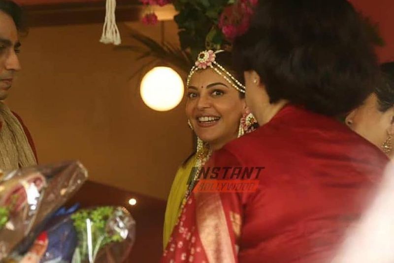 kajal agarwal in her pasupu function photos viral arj