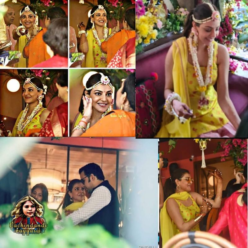 kajal agarwal in her pasupu function photos viral arj