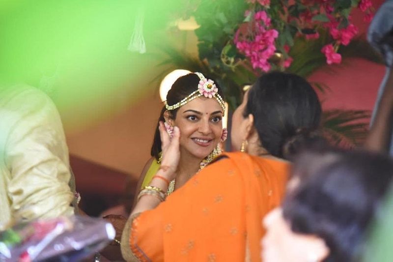 kajal agarwal shines more in bridal get up photos goes viral ksr