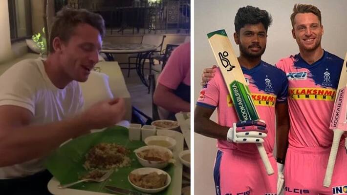 IPL 2020 watch viral video sanju samson shares with jos buttler eating sadhya IPL 2020 watch viral video sanju samson shares with jos buttler eating sadhya