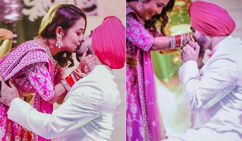 नेहा कक्कड़ ने पति रोहनप्रीत के साथ रिंग सेरेमनी की फोटोज इंस्टाग्राम पर शेयर किए हैं। इन तस्वीरों को शेयर करने के साथ ही सिंगर ने ड्रेस डिजाइनिंग के लिए डिजाइनर्स का शुक्रिया अदा किया है। वहीं, दोनों स्टार्स की फोटो को देख फैंस उन्हें बधाई दे रहे हैं साथ ही लंबी उम्र की कामना कर रहे हैं। 