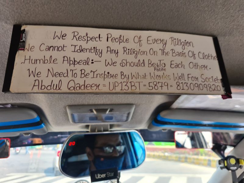 Respect All Religions Message In Uber Driver Cab Wins Internet mah