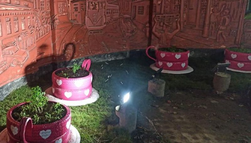 a park made with discarded items at kolkata by WB transport BJC