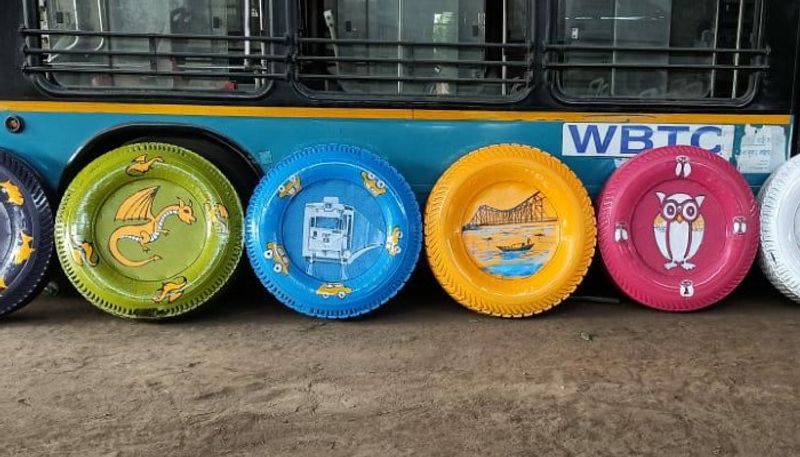a park made with discarded items at kolkata by WB transport BJC