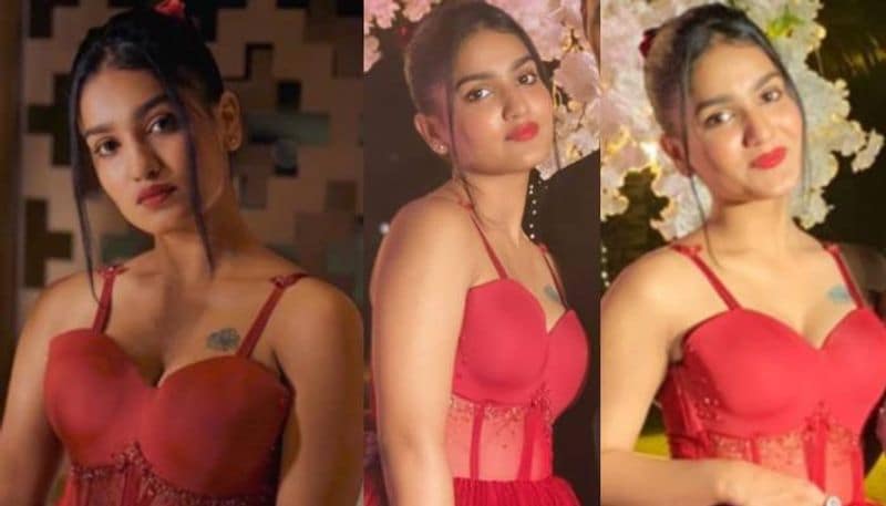 saniya iyappan in red dress