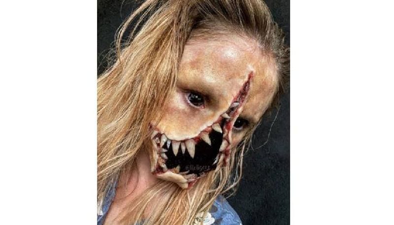 Eye Popping pictures reveal makeup artists terrifying Halloween transformation