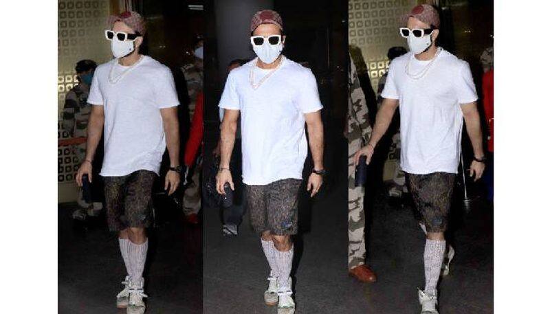Ranveer Singh wore a pearl necklace to the airport