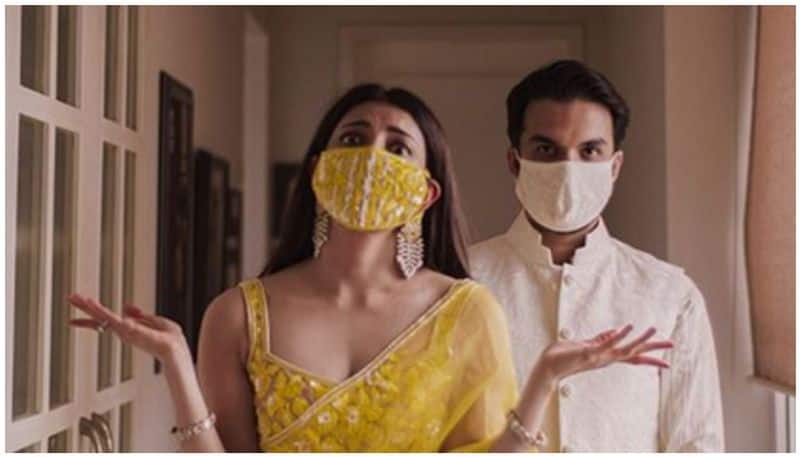 Kajal Agarwal and Gautam Kitchlu in matching designer masks on engagement day
