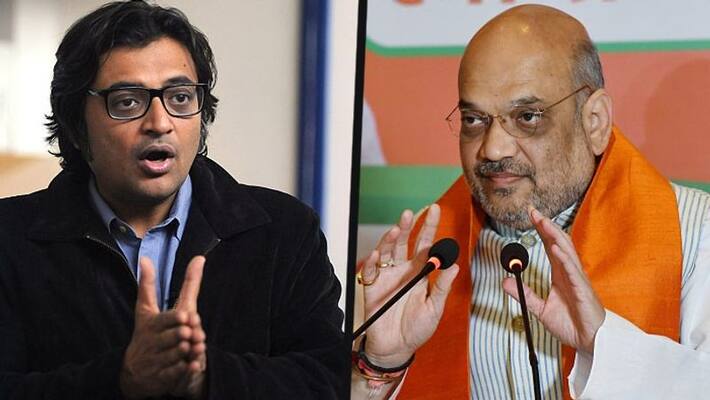 amit shah stands with arnab goswami criticizing congress bsm amit shah stands with arnab goswami criticizing congress bsm