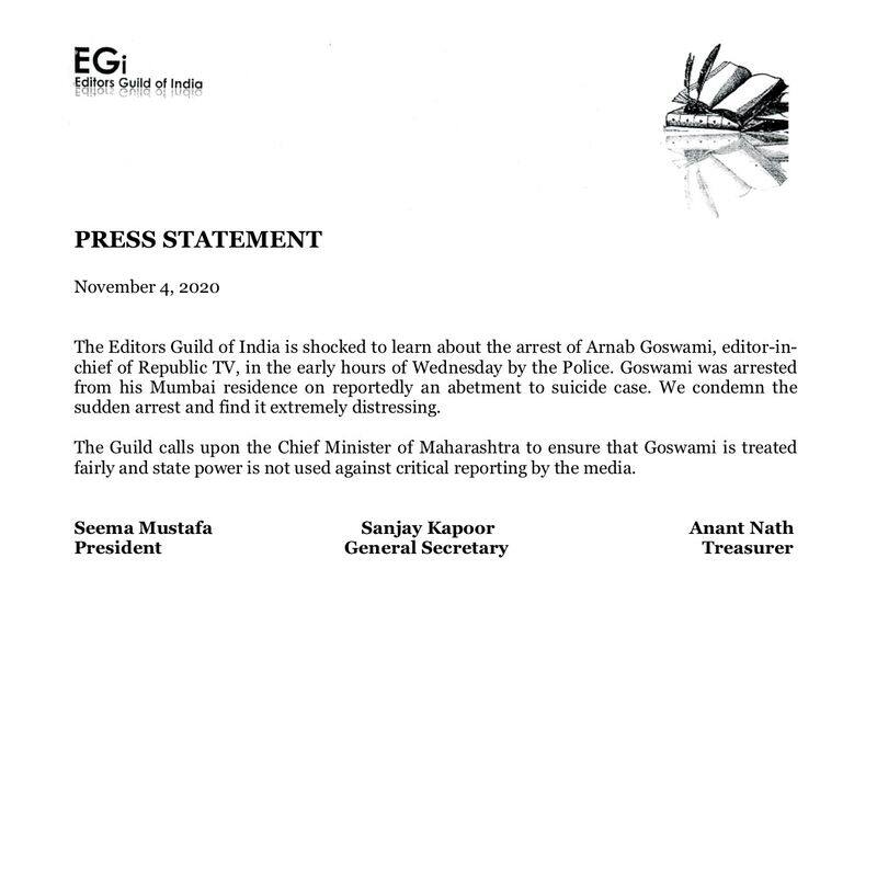 Editors Guild Condemns Arnab Goswami Arrest pod