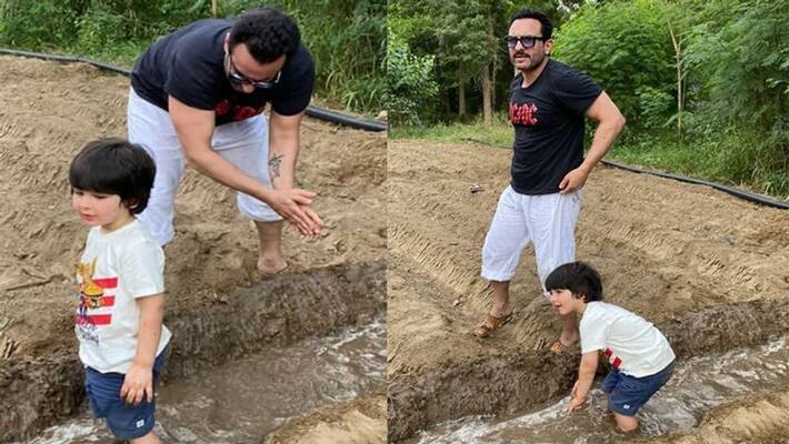 taimur ali khan farming with father saif ali khan kareena kapoor son look cute in viral photos have a look KPJ taimur ali khan farming with father saif ali khan kareena kapoor son look cute in viral photos have a look KPJ