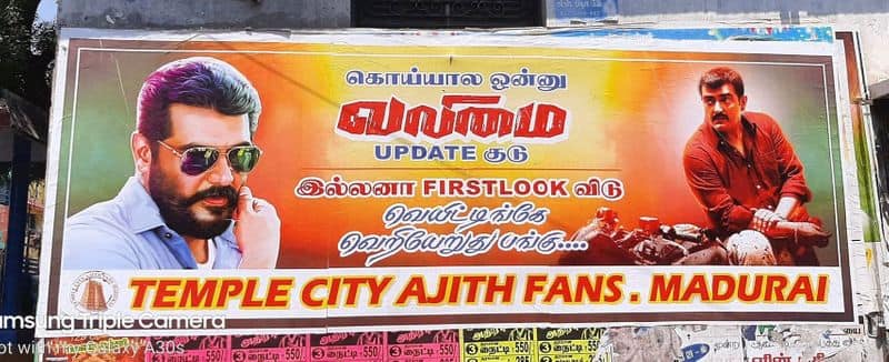 Madurai ajith fan stick poster for asking Valimai Update