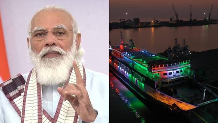 PM Narendra Modi inaugurates Ropax ferry services between Surat Saurashtra in Gujarat KPP PM Narendra Modi inaugurates Ropax ferry services between Surat Saurashtra in Gujarat KPP