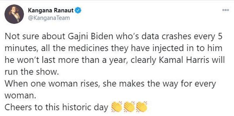 Kangana Ranaut compares Joe Biden with Aamir Khans Ghajini character dpl