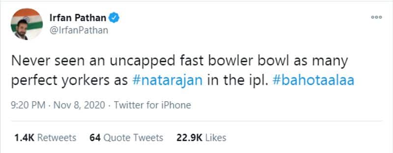 IPL 2020 Fans wants T Natarajan in T20 Team