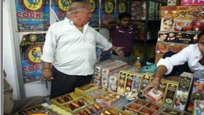 this diwali Photoshop image of donald trump selling crackers in india after loosing elections goes viral kph this diwali Photoshop image of donald trump selling crackers in india after loosing elections goes viral kph