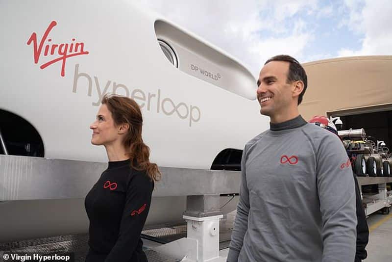 Virgin Hyperloop transports its first human passengers inside a levitating pod