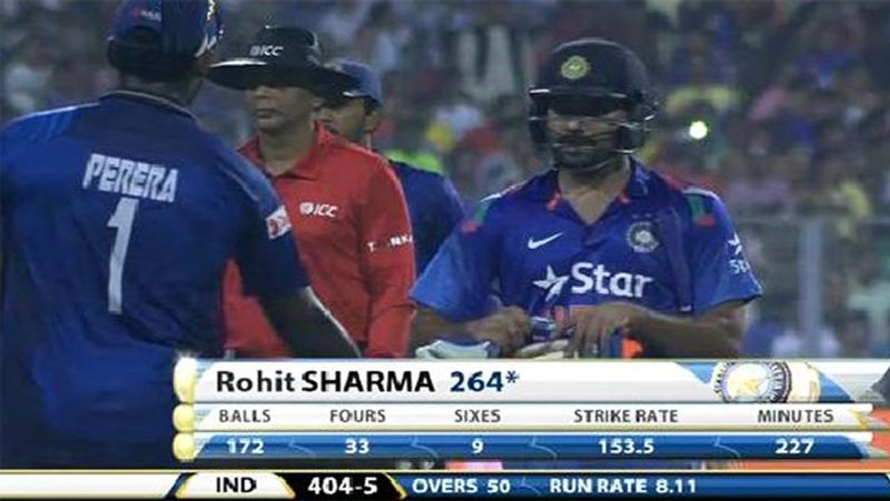 रोहित शर्मा ने 13 नवंबर 2014 को श्रीलंका के खिलाफ कोलकाता के ईडन गार्डन्स में वनडे क्रिकेट इतिहास की सबसे बड़ी पारी खेली थी। रोहित शर्मा ने 173 गेंदों में 264 रन बनाए थे।