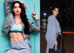 Beautiful Nora Fatehi In COMFY CHANEL Sweats At The Airport 