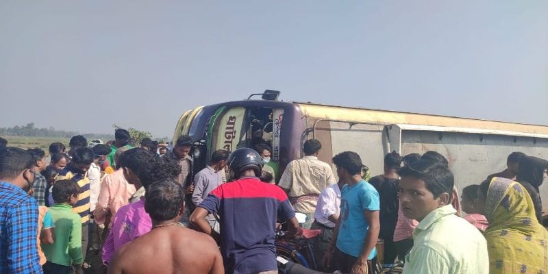 One died and eight passengers are critically injured by bus accident at Midnapore ASB