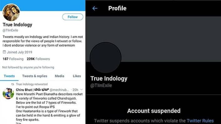 Twitter suspends 'True Indology' account again over D Roopa spat-VPN Twitter suspends 'True Indology' account again over D Roopa spat-VPN