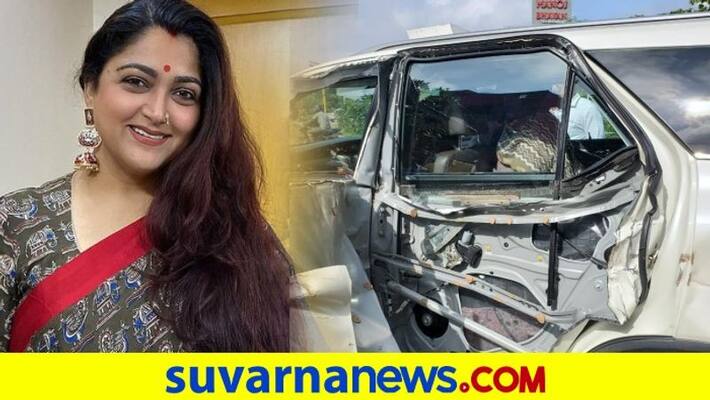 Khushbu Sundar Escapes Unhurt After Her Car was Hit by Tanker dpl Khushbu Sundar Escapes Unhurt After Her Car was Hit by Tanker dpl