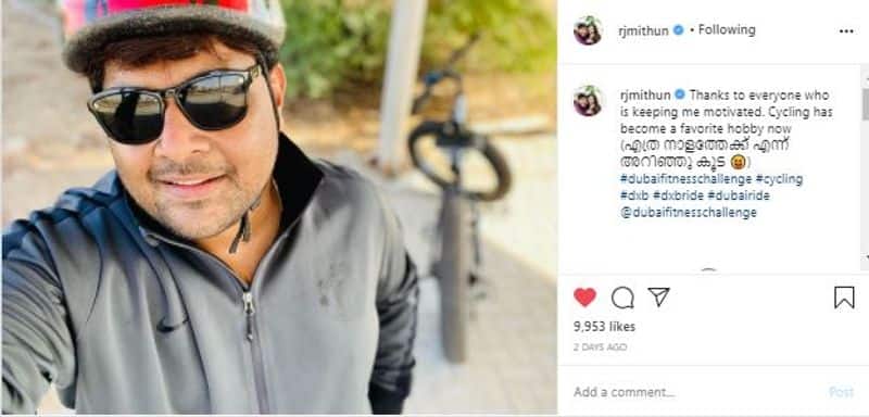 malayalam Anchor midhun ramesh talks about his latest fitness hobby cycling with sharing image on instagram
