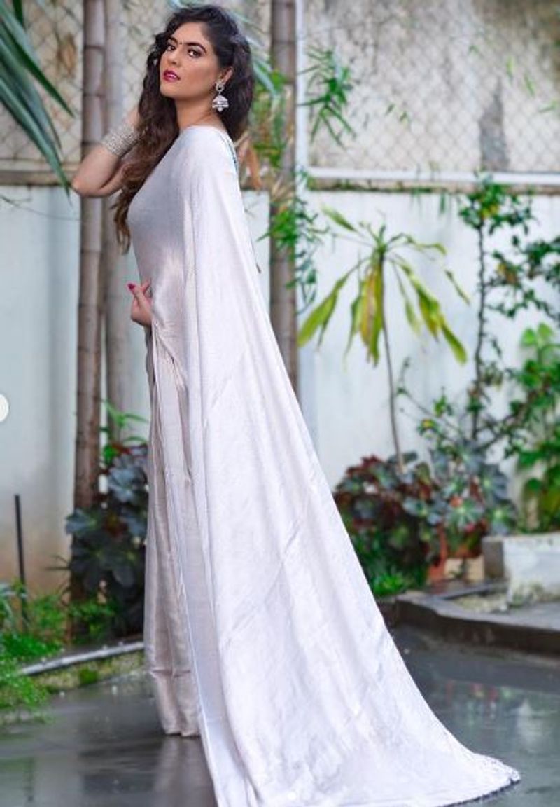 actress sherin recent white saree photo gallery