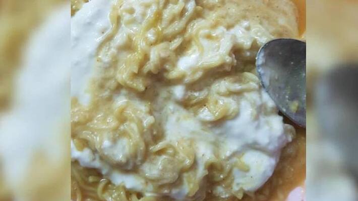 Girl eats Maggi with curd viral post Girl eats Maggi with curd viral post