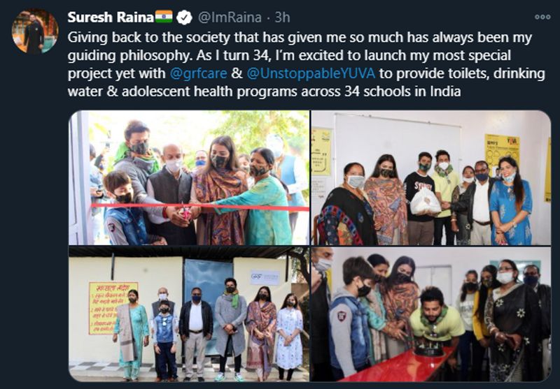 Team India former player Suresh Raina launched special program on his 34th Birthday CRA