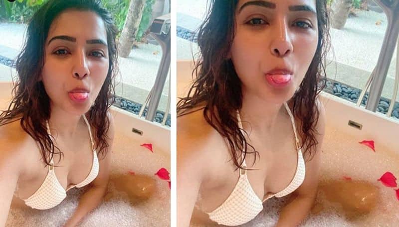 samantha snaps in bath tub shares pictures in social media ksr