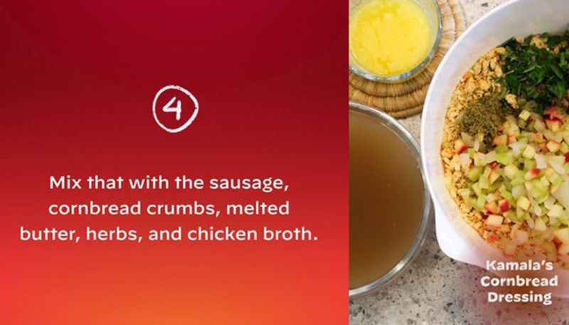 Food Kamala Harris Thanksgiving family recipe cornbread-VPN